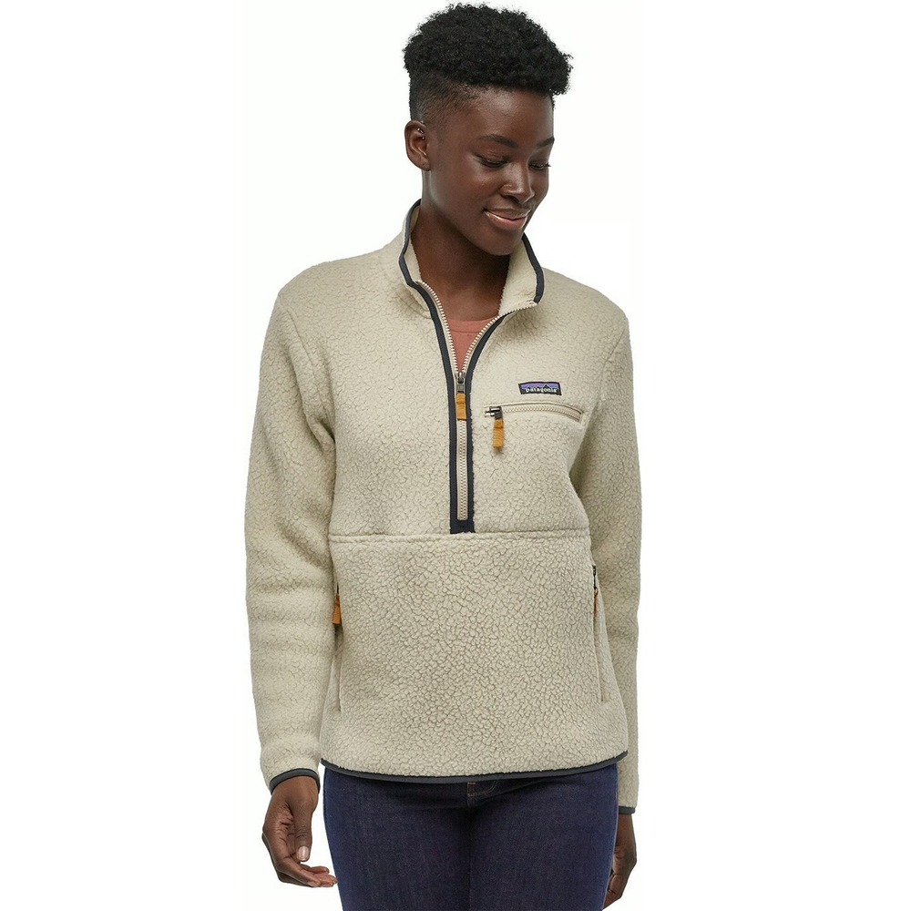 Patagonia Retro Pile Marsupial Pullover Women Small Ivory Fleece Gorpcore Logo